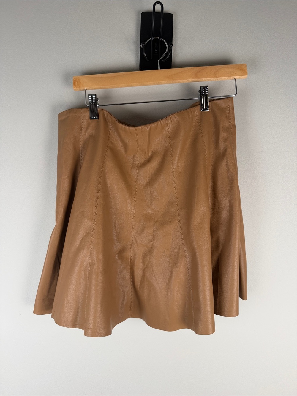 House of Harlow 1960 Vegan Leather Mini Flare Skirt Boho Festival Size M